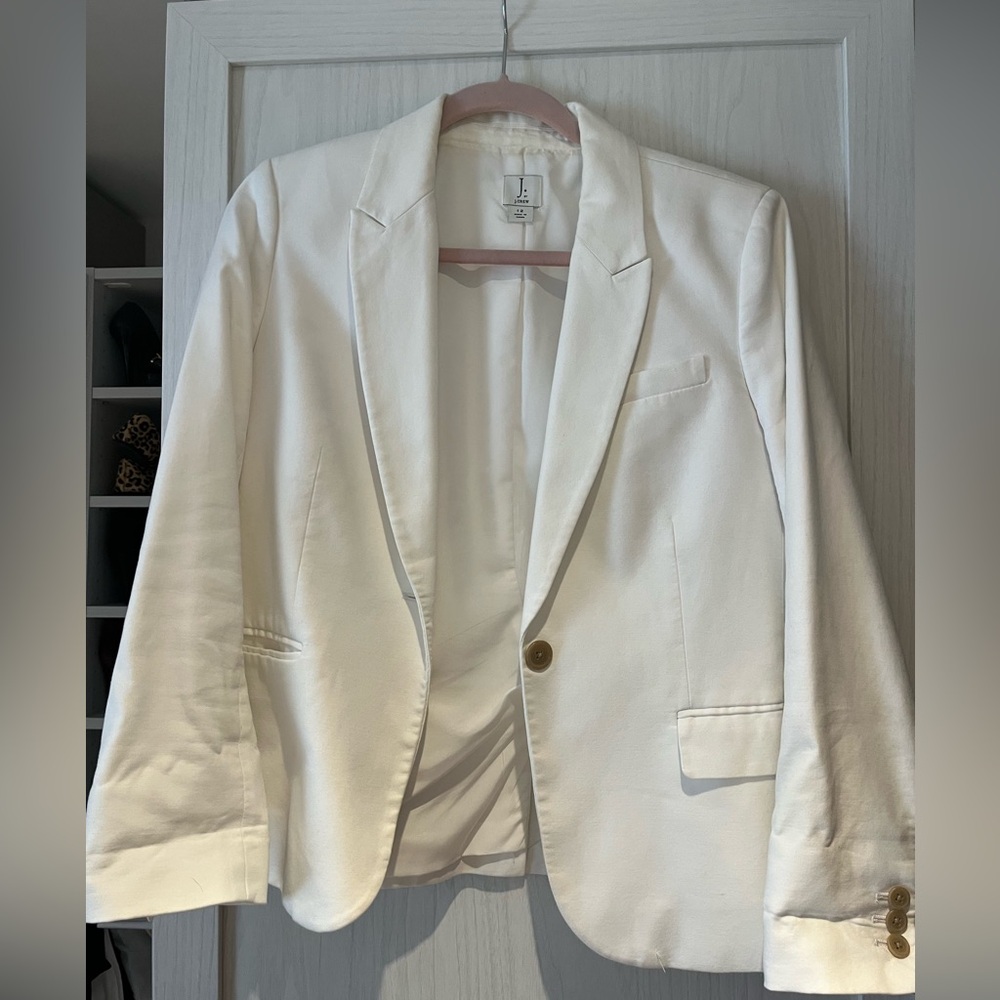 Single button White Blazer with Tan Buttons J. Crew Size 12
